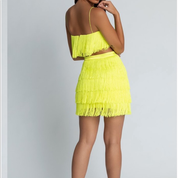 neon fringe dress